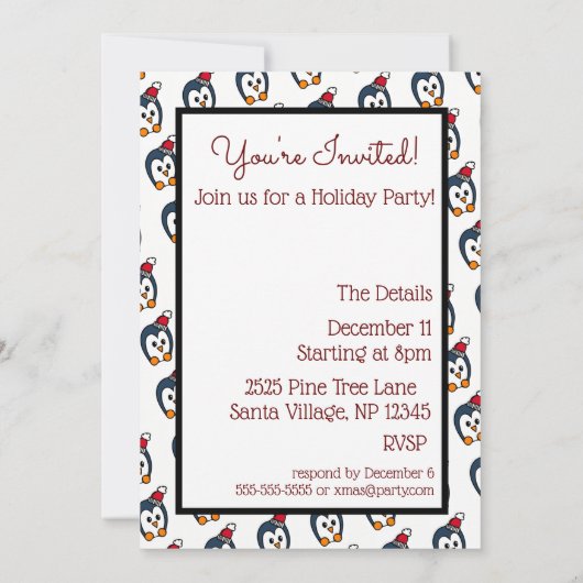 prettige feestdagen Card Penguin Kaart (Achterkant)