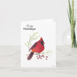 prettige feestdagen Cardinaal Berries Holiday Card Kaart