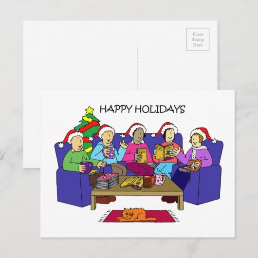 Prettige feestdagen Cartoon van boekgroep (Voorkant / Achterkant)
