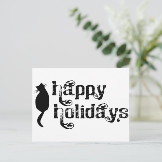 Prettige feestdagen Cat Silhouette (Staand voorkant)