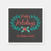 prettige feestdagen CHALK ART HAND-DRAWN WREATH Servet (Voorkant)