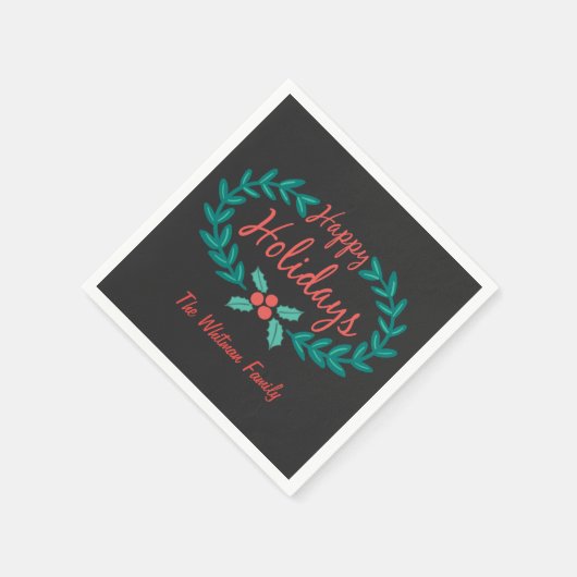 prettige feestdagen CHALK ART HAND-DRAWN WREATH Servet (Hoek)