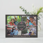 Prettige feestdagen Chalkboard Poinsettia Fotocoll Feestdagenkaart (Staand voorkant)