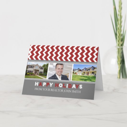Prettige feestdagen Chevron Red Realtor (Voorkant)