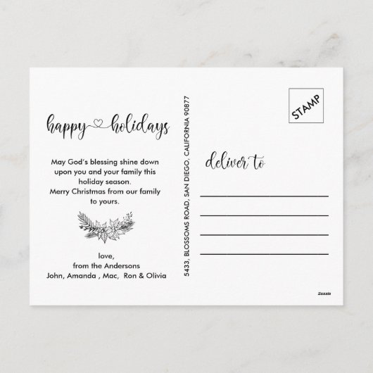 Prettige feestdagen Chic Foto Gouden Glitter Marme (Achterkant)