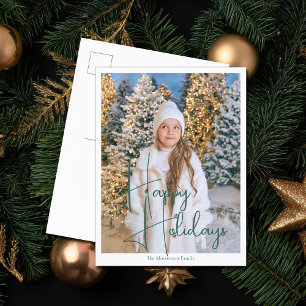 Prettige feestdagen Chic groen script overlay foto