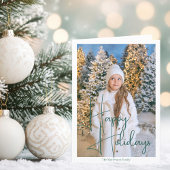 Prettige feestdagen Chic groen script overlay foto