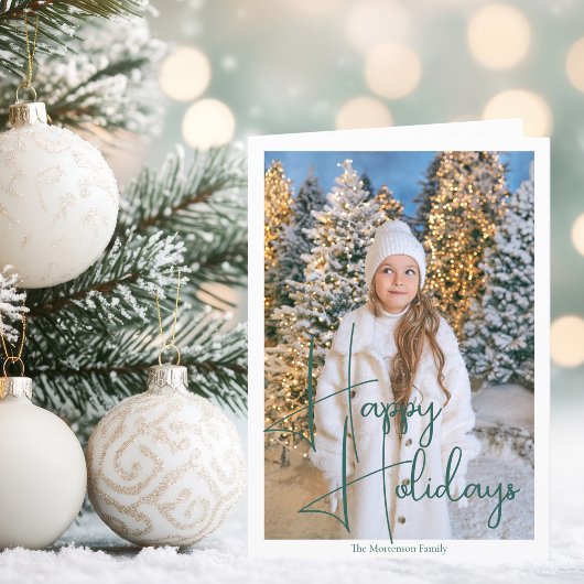 Prettige feestdagen Chic groen script overlay foto