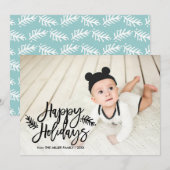 prettige feestdagen Chic Hand Lettered Holiday Fot Feestdagenkaart (Voorkant / Achterkant)