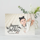 prettige feestdagen Chic Hand Lettered Holiday Fot Feestdagenkaart (Staand voorkant)