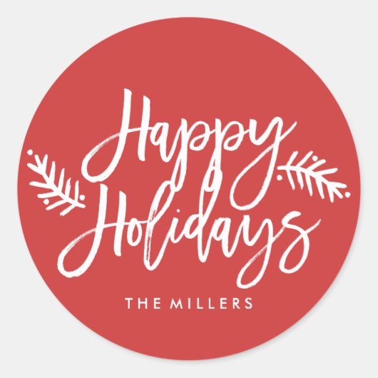 prettige feestdagen Chic Hand Lettered Holiday Ronde Sticker (Voorkant)