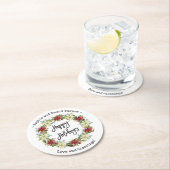 Prettige feestdagen Chic Poinsettia Monogram Ronde Kartonnen Onderzetter (Insitu)