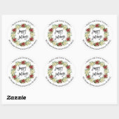 Prettige feestdagen Chic Poinsettia Monogram Ronde Sticker (Vel)