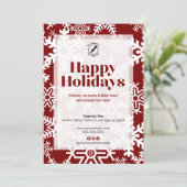 Prettige feestdagen Chic Red Snowflake Feestdagenkaart (Staand voorkant)