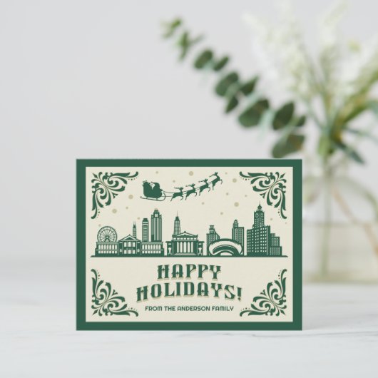 Prettige feestdagen Chicago, IL Skyline (Staand voorkant)