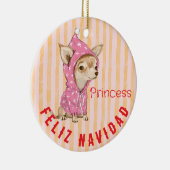 Prettige feestdagen Chihuahua Feliz Navidad Keramisch Ornament (Rechts)