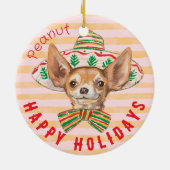 Prettige feestdagen Chihuahua Feliz Navidad Keramisch Ornament (Achterkant)