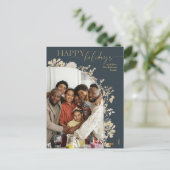 Prettige feestdagen Chique blauw goud Briefkaart (Staand voorkant)