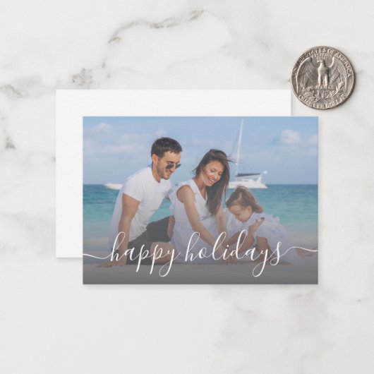 prettige feestdagen · Chique handschrift vakantief Notitiekaartje (Voorkant / Achterkant in situ)