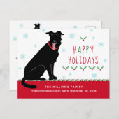 Prettige feestdagen Christmas Black Labrador Aankondigingskaart (Voorkant / Achterkant)
