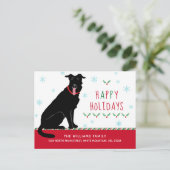 Prettige feestdagen Christmas Black Labrador Aankondigingskaart (Staand voorkant)