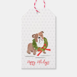 Prettige feestdagen Christmas Bulldog Cadeaulabel