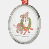 Prettige feestdagen Christmas Bulldog Metalen Ornament (Links)