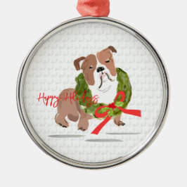 Prettige feestdagen Christmas Bulldog Metalen Ornament
