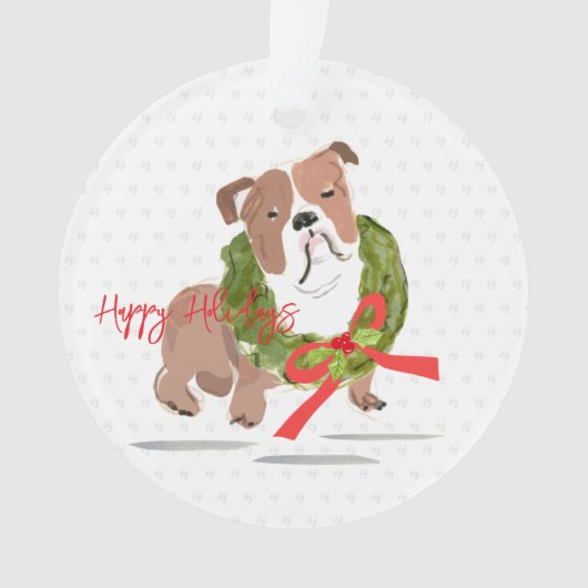 Prettige feestdagen Christmas Bulldog Ornament (voorkant)