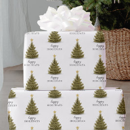 Prettige feestdagen Christmas Pine Tree Cadeaupapier