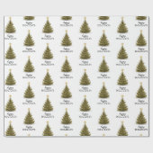 Prettige feestdagen Christmas Pine Tree Cadeaupapier (Vlak)