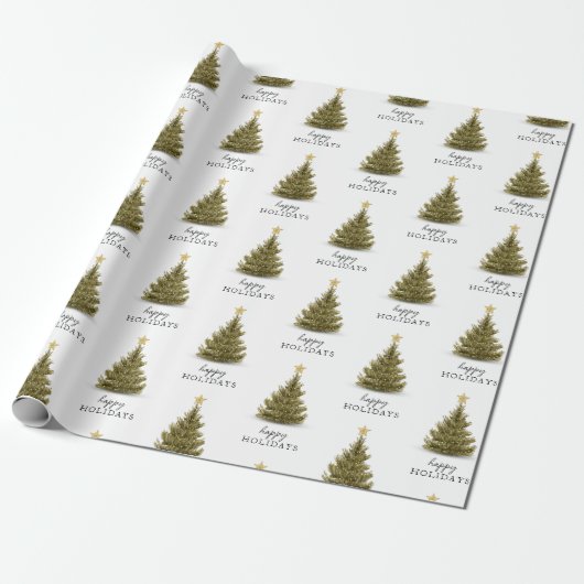 Prettige feestdagen Christmas Pine Tree Cadeaupapier (Uitgerold)