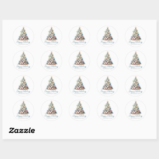 Prettige feestdagen Christmas Tree Beach Ronde Sticker (Vel)