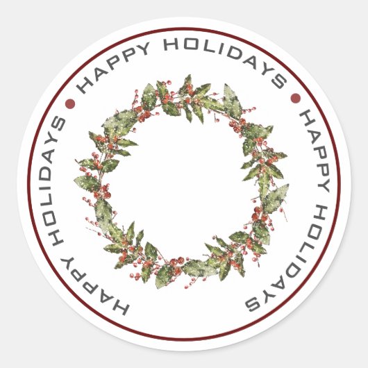 prettige feestdagen, CHRISTMAS WREATH Ronde Sticker (Voorkant)