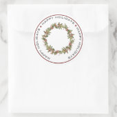 prettige feestdagen, CHRISTMAS WREATH Ronde Sticker (Tas)