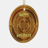 Prettige feestdagen Circle Art Print/Design Keramisch Ornament (Rechts)