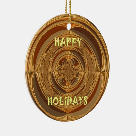 Prettige feestdagen Circle Art Print/Design Keramisch Ornament (Rechts)