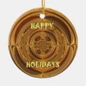 Prettige feestdagen Circle Art Print/Design Keramisch Ornament (Voorkant)