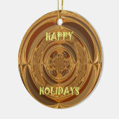 Prettige feestdagen Circle Art Print/Design Keramisch Ornament (Links)