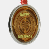 Prettige feestdagen Circle Art Print/Design Metalen Ornament (Rechts)
