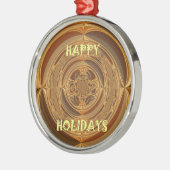 Prettige feestdagen Circle Art Print/Design Metalen Ornament (Links)