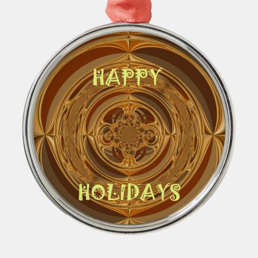 Prettige feestdagen Circle Art Print/Design Metalen Ornament (Voorkant)