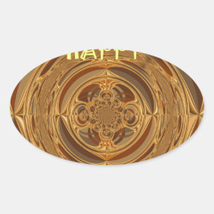 Prettige feestdagen Circle Art Print/Design Ovale Sticker