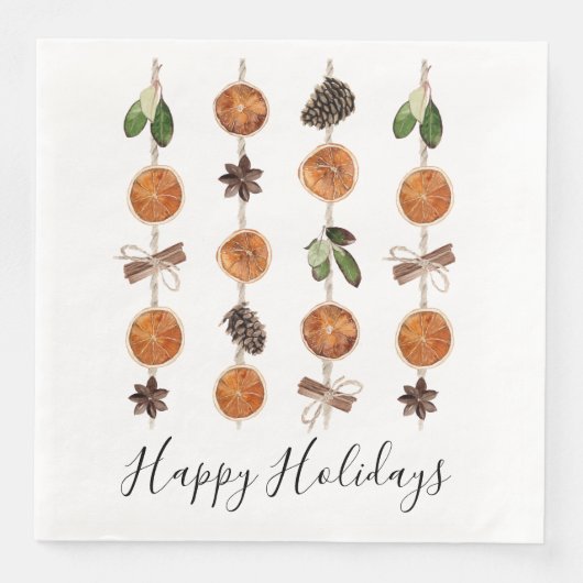 Prettige feestdagen CITRUS GARLAND Holiday Napkin Servet (Voorkant)