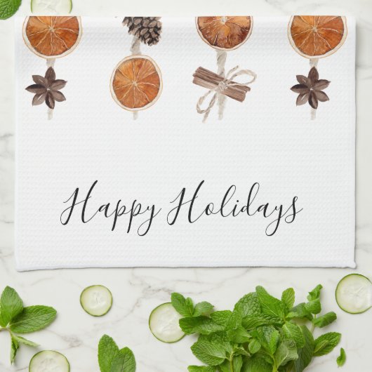 Prettige feestdagen Citrus Garland Keuken Theedoek (Gevouwen)