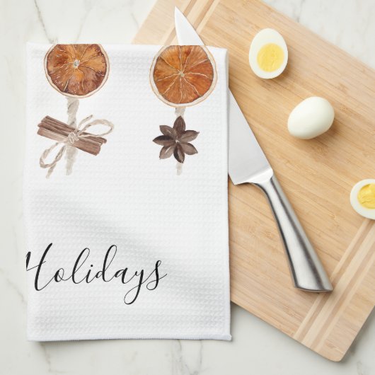 Prettige feestdagen Citrus Garland Keuken Theedoek (Quarter Fold)