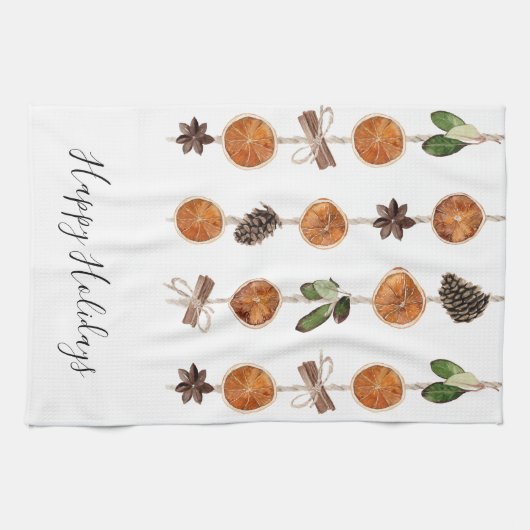 Prettige feestdagen Citrus Garland Keuken Theedoek (Horizontaal)
