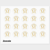 prettige feestdagen Classic Gold Glitter Monogram Ronde Sticker (Vel)