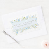 Prettige feestdagen Classy Lichtblauw Floral Rechthoekige Sticker (Envelop)