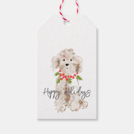 Prettige feestdagen Cockapoo Dog Kerstfeest Cadeaulabel